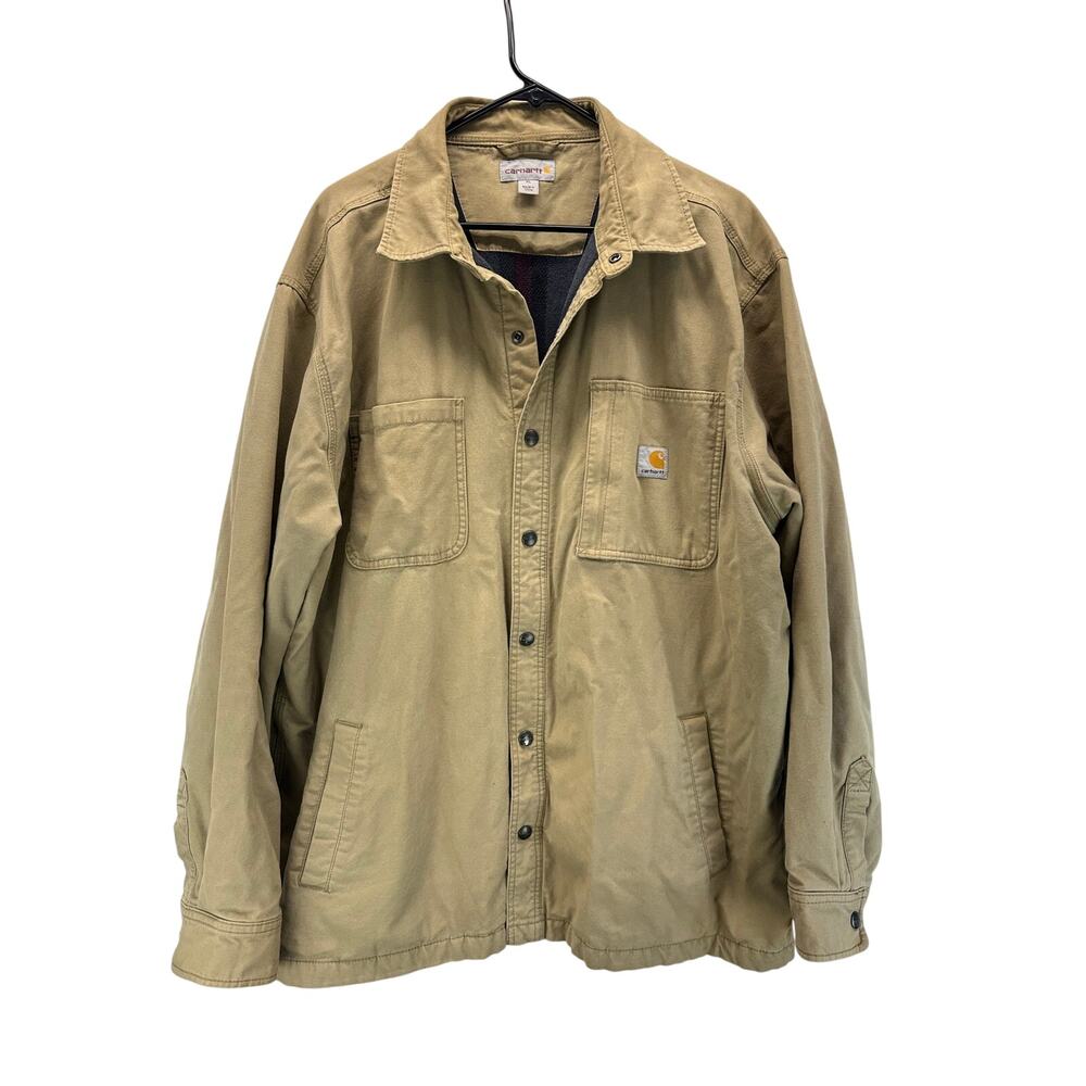 Carhartt Men's Dark Khaki Rugged Flex Fleece-Lined Shirt Jacket XL